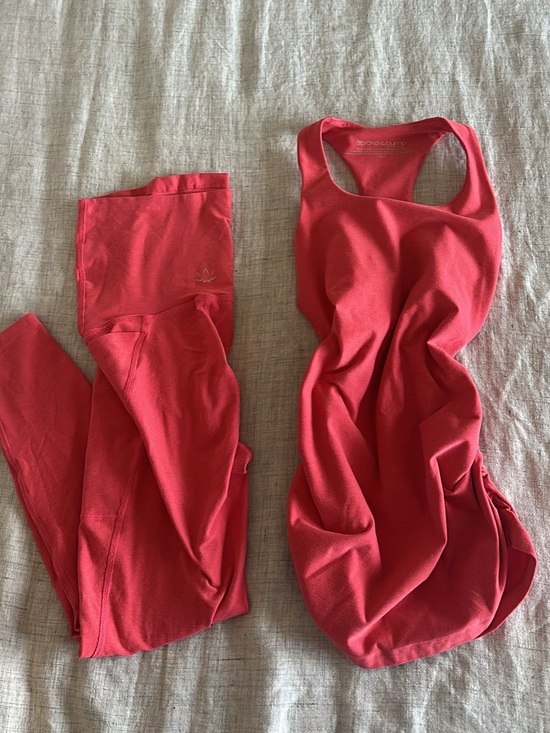 Beyond Yoga Pants - Beyond Yoga Coral-Red Maternity Tank and Leggings Set